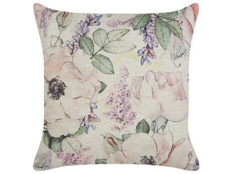 Decorative Cushion Violet Multicolour Floral Pattern 45 x 45 cm Vintage Boho Decor Accessories Beliani