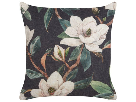 Decorative Cushion Black Multicolour Floral Pattern 45 x 45 cm Vintage Boho Decor Accessories Beliani