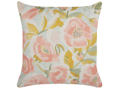 Decorative Cushion Pink and Blue Multicolour Floral Pattern 45 x 45 cm Vintage Boho Decor Accessories Beliani