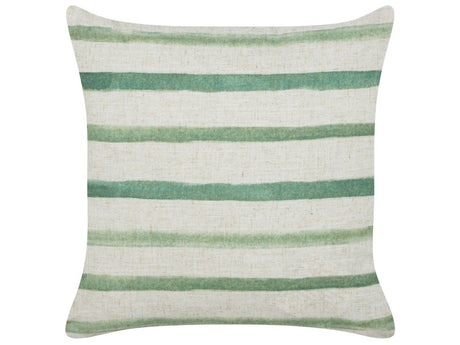 Decorative Cushion Green and Beige Striped Pattern 45 x 45 cm Modern Boho Decor Accessories Beliani