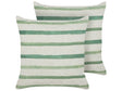 Set of 2 Decorative Cushions Green and Beige Striped Pattern 45 x 45 cm Modern Boho Decor Accessories Beliani