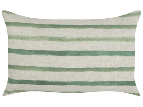 Decorative Cushion Green and Beige Striped Pattern 50 x 30 cm Modern Boho Decor Accessories Beliani