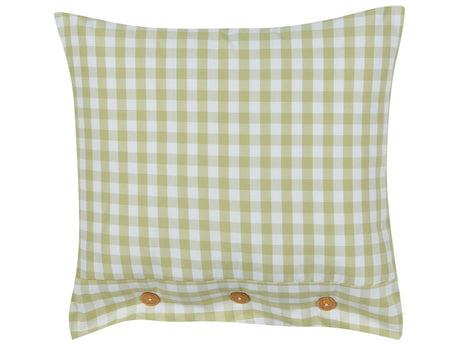 Decorative Cushion Olive Green and White Chequered Pattern 45 x 45 cm Buttons Modern Décor Accessories Bedroom Living Room Beliani