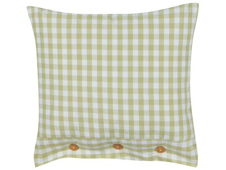 Decorative Cushion Olive Green and White Chequered Pattern 45 x 45 cm Buttons Modern Dcor Accessories Bedroom Living Room Beliani