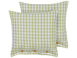 Set of 2 Decorative Cushions Olive Green and White Chequered Pattern 45 x 45 cm Buttons Modern Dcor Accessories Bedroom Living Room Beliani