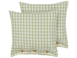 Set of 2 Decorative Cushions Olive Green and White Chequered Pattern 45 x 45 cm Buttons Modern Dcor Accessories Bedroom Living Room Beliani