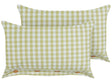 Set of 2 Decorative Cushions Olive Green and White Chequered Pattern 40 x 60 cm Buttons Modern Dcor Accessories Bedroom Living Room Beliani