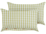 Set of 2 Decorative Cushions Olive Green and White Chequered Pattern 40 x 60 cm Buttons Modern Dcor Accessories Bedroom Living Room Beliani