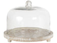 Cake Stand With Lid Light Mango Wood Glass 29 x 29 x 23 cm Decorative Serving Tray Cake Dome Pastry Holder Beliani