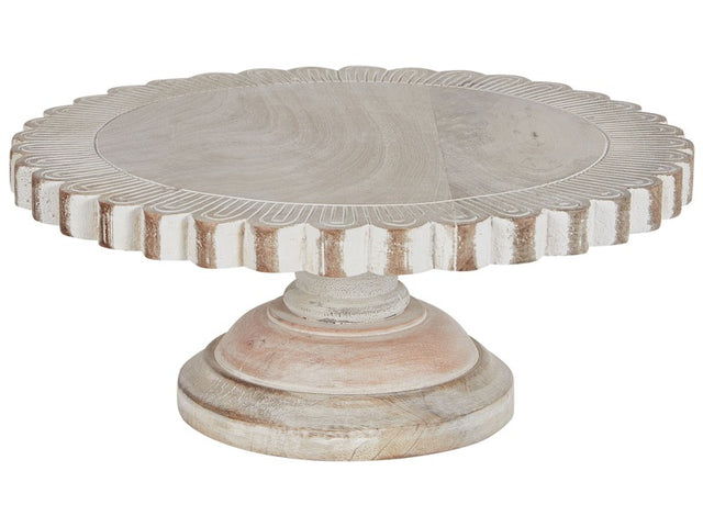 Cake Stand Light Mango Wood 30 x 30 x 12 cm Decorative Stylish Carved Serving Tray Pastry Holder Beliani