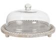 Cake Stand With Lid Light Mango Wood Glass 29 x 29 x 16 cm Decorative Serving Tray Cake Dome Pastry Holder Beliani