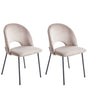 Set of 2 Dining Chairs Taupe Velvet Upholstery Black Legs Retro Glamour Beliani