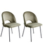 Set of 2 Dining Chairs Green Velvet Upholstery Black Legs Retro Glamour Beliani