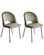 Set of 2 Dining Chairs Green Velvet Upholstery Black Legs Retro Glamour Beliani