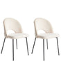 Set of 2 Dining Chairs Beige Fabric Upholstery Black Legs Retro Glamour Beliani