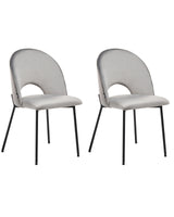 Set of 2 Dining Chairs Grey Velvet Upholstery Black Legs Retro Glamour Beliani