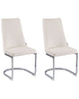 Set of 2 Dining Chairs Off-White Velvet Armless High Back Cantilever Chair Living Room  Beliani