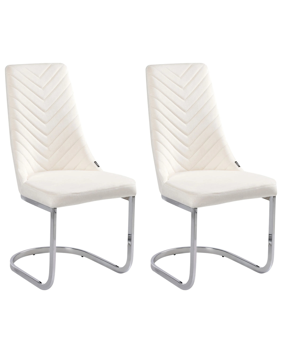 Set of 2 Dining Chairs Off-White Velvet Armless High Back Cantilever Chair Living Room  Beliani