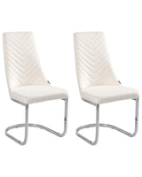 Set of 2 Dining Chairs Off-White Velvet Armless High Back Cantilever Chair Living Room  Beliani