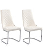 Set of 2 Dining Chairs Off-White Velvet Armless High Back Cantilever Chair Living Room  Beliani