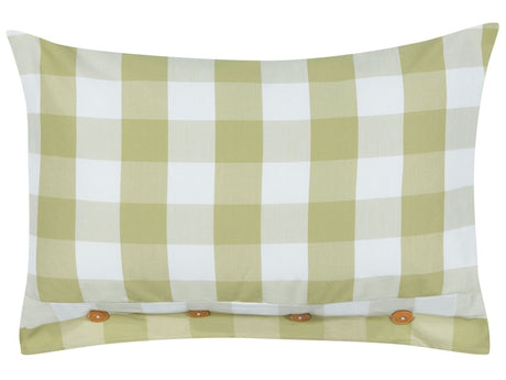 Scatter Cushion Green Fabric 40 x 60 cm Checked Pattern Cottage Style Textile Beliani