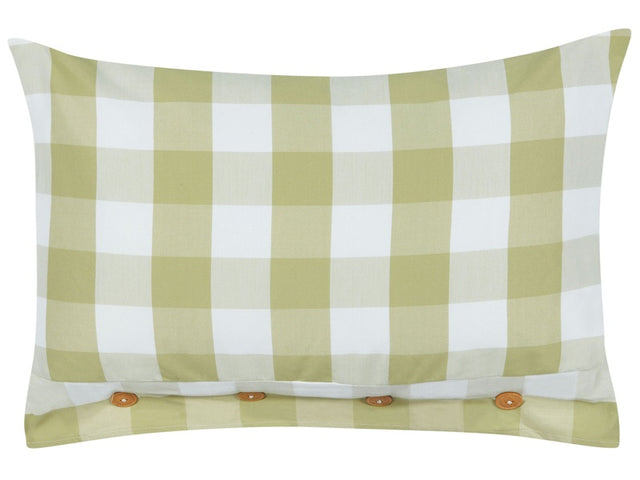 Scatter Cushion Green Fabric 40 x 60 cm Checked Pattern Cottage Style Textile Beliani