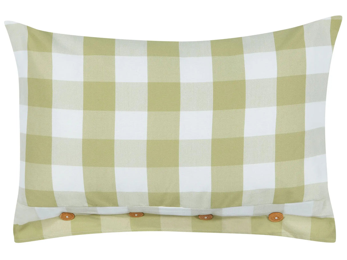 Scatter Cushion Green Fabric 40 x 60 cm Checked Pattern Cottage Style Textile Beliani