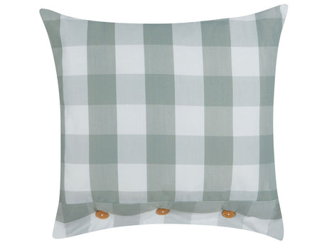 Scatter Cushion Mint Green Fabric 45 x 45 cm Checked Pattern Cottage Style Textile Beliani