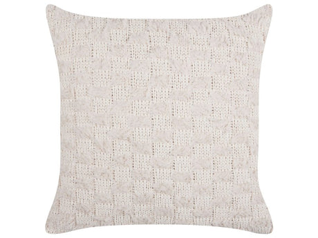 Scatter Cushion Beige Fabric 45 x 45 cm Solid Pattern Knitted Cover Style Textile Beliani