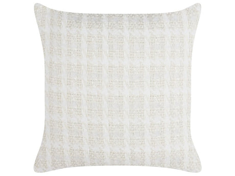 Scatter Cushion Beige Fabric 45 x 45 cm Checked Pattern Cover Style Textile Beliani