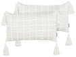 Set of 2 Scatter Cushions Beige Fabric 30 x 60 cm Checked Pattern Cover Style Textile Beliani