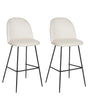 Set of 2 Bar Chairs Off-White Cream Velvet Upholstery Black Steel Frame Counter Height Seat Dining Room Furniture Glam Design Beliani