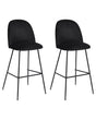Set of 2 Bar Chairs Black Velvet Upholstery Black Steel Frame Counter Height Seat Dining Room Furniture Glam Design Beliani