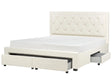 Storage Bed Light Beige Velvet Upholstery EU Super King Size 6ft Tufted Tall Headboard Drawers Glam Design Beliani