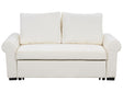 Sofa Bed Cream Polyester Fabric 2 Seater Pull-Out Convertible Sleeper Retro Design Beliani