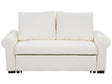 Sofa Bed Off-White Polyester Fabric 2 Seater Pull-Out Convertible Sleeper Retro Design Beliani
