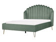 Bed Frame Green Velvet Upholstery EU Double Size 4ft6 Metal Legs Retro Design Chanell Shell Headboard Beliani