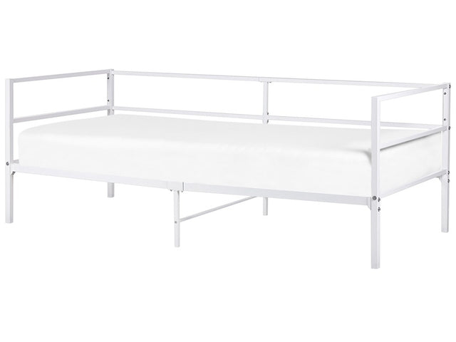 Bed Frame White Metal EU Single 3ft Industrial Modern Style In-Built Slats Beliani