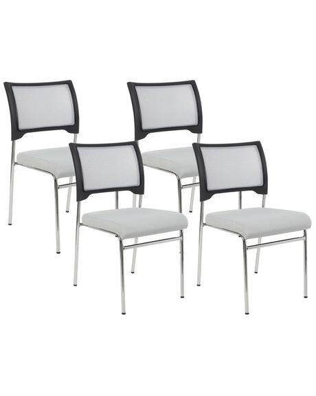 Set of 4 Chairs Grey Armless Leg Caps Iron Legs Stackable Conference Chairs Contemporary Modern Scandinavian Design Dining Room Seating Beliani