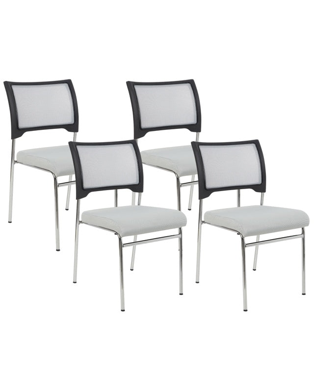 Set of 4 Chairs Grey Armless Leg Caps Iron Legs Stackable Conference Chairs Contemporary Modern Scandinavian Design Dining Room Seating Beliani