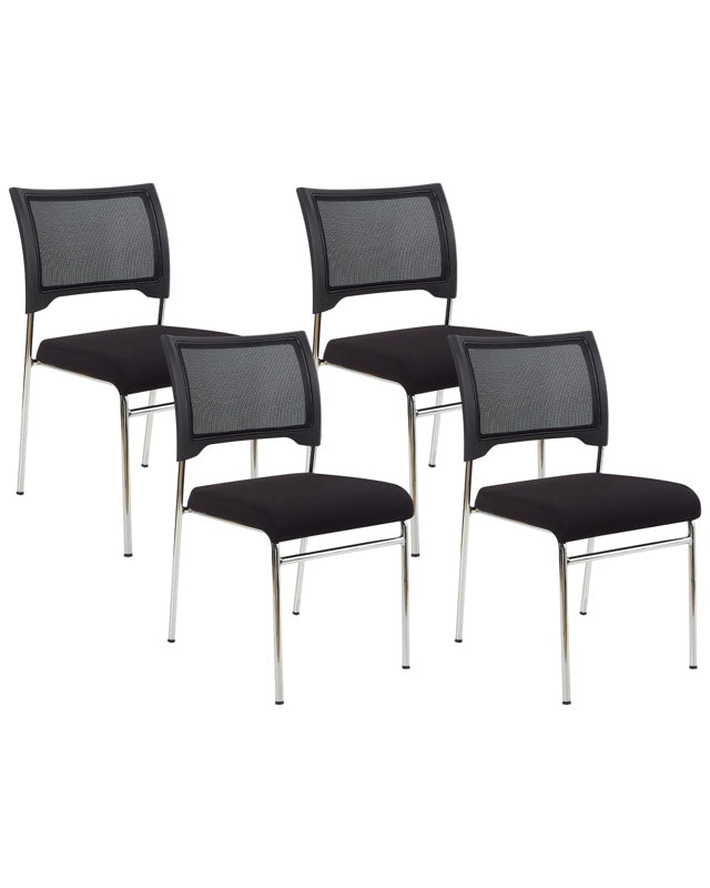 Set of 4 Chairs Black Armless Leg Caps Iron Legs Stackable Conference Chairs Contemporary Modern Scandinavian Design Dining Room Seating Beliani