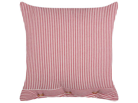 Decorative Cushion Red and White Cotton 45 x 45 cm Striped Pattern Buttons Retro Décor Accessories Bedroom Living Room Beliani