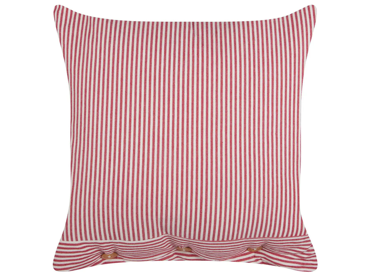 Decorative Cushion Red and White Cotton 45 x 45 cm Striped Pattern Buttons Retro Dcor Accessories Bedroom Living Room Beliani