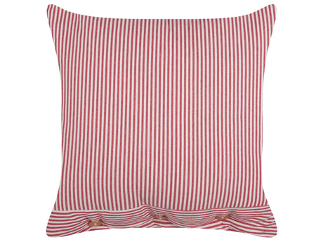 Decorative Cushion Red and White Cotton 45 x 45 cm Striped Pattern Buttons Retro Dcor Accessories Bedroom Living Room Beliani