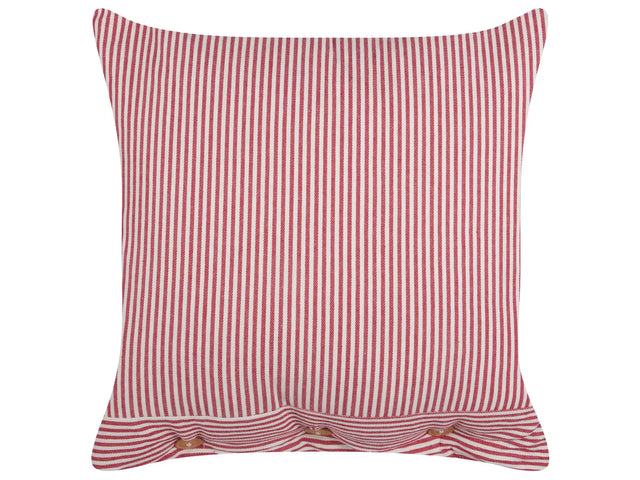 Decorative Cushion Red and White Cotton 45 x 45 cm Striped Pattern Buttons Retro Dcor Accessories Bedroom Living Room Beliani