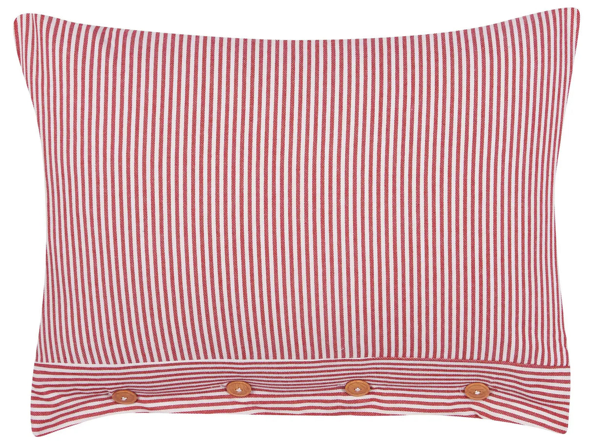 Decorative Cushion Red and White Cotton 40 x 60 cm Striped Pattern Buttons Retro Dcor Accessories Bedroom Living Room Beliani