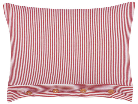 Decorative Cushion Red and White Cotton 40 x 60 cm Striped Pattern Buttons Retro Dcor Accessories Bedroom Living Room Beliani