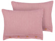 Set of 2 Decorative Cushions Red and White Cotton 40 x 60 cm Striped Pattern Buttons Retro Dcor Accessories Bedroom Living Room Beliani