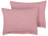 Set of 2 Decorative Cushions Red and White Cotton 40 x 60 cm Striped Pattern Buttons Retro Dcor Accessories Bedroom Living Room Beliani