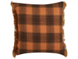 Decorative Cushion Orange and Black 45 x 45 cm Chequered Pattern with Fringes Retro Dcor Accessories Bedroom Living Room Beliani
